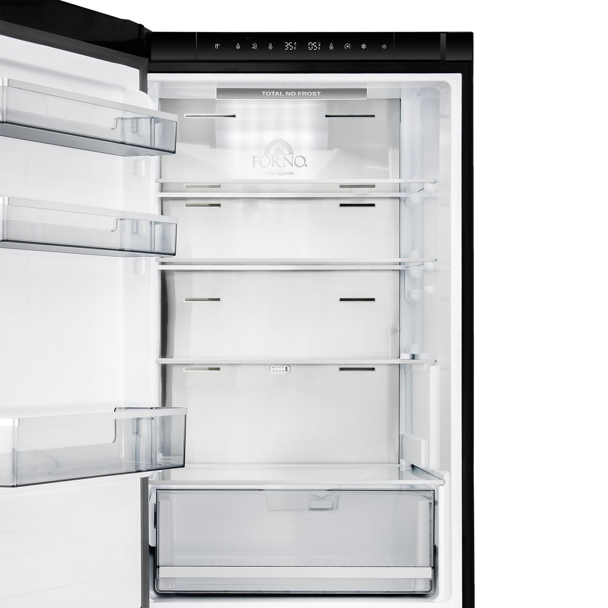 Forno Custodia 24-Inch Bottom Freezer Refrigerator FFFFD1766-24BLK-LS – Stainless Steel – Refrigerator FFFFD1766 24BLK LS Close Up 2026 01 13