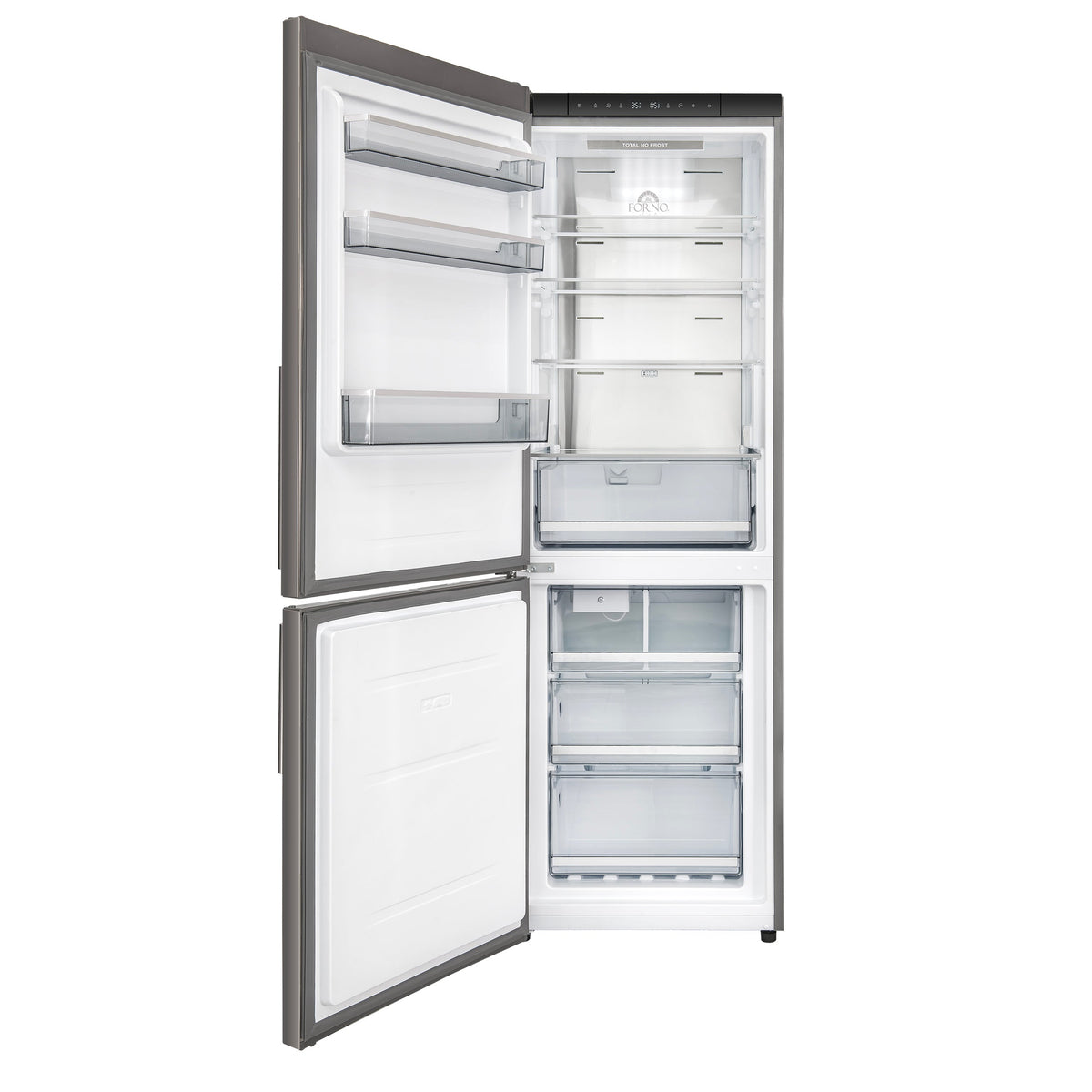 Forno Custodia 24-Inch Bottom Freezer Refrigerator FFFFD1766-24LS – Stainless Steel – Refrigerator FFFFD1766 24LS Front Opened 2026 01 13