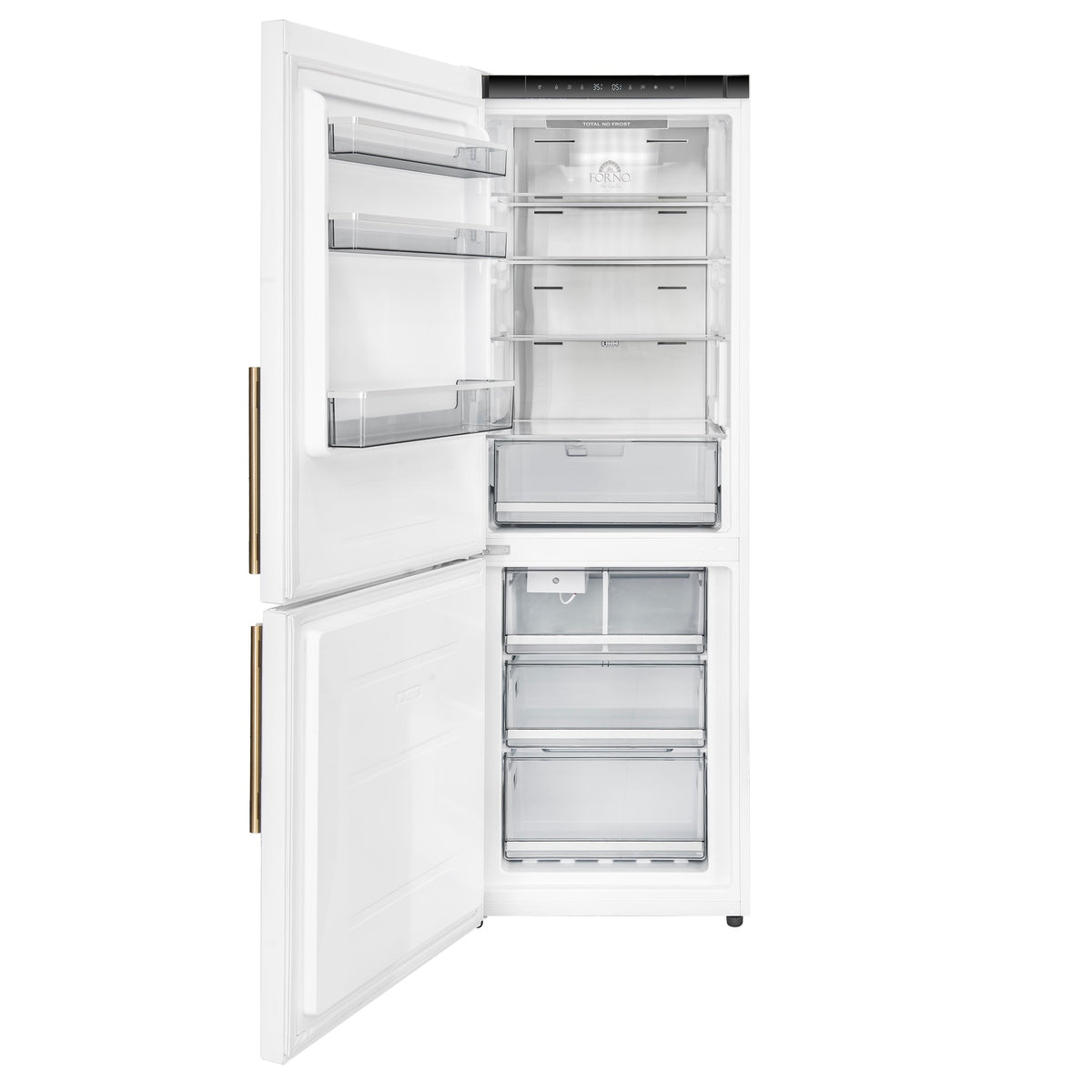 Forno Custodia 24-Inch Bottom Freezer Refrigerator FFFFD1766-24WHT-LS – Stainless Steel – Refrigerator FFFFD1766 24WHT LS Front Opened 2026 01 13