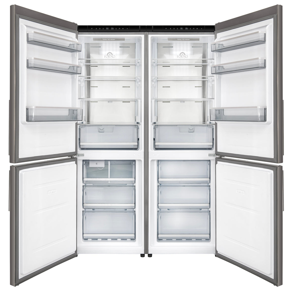 Forno Custodia 48-Inch Bottom Freezer Refrigerator FFFFD1766-48 – Stainless Steel – Refrigerator FFFFD1766 48 Front Opened 2026 01 13