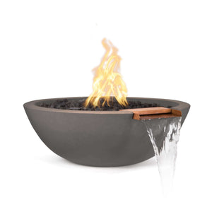 The Outdoor Plus Sedona Fire Water Bowl in GFRC concrete for outdoor patios