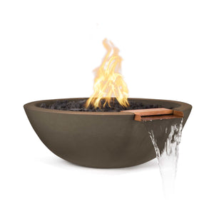 The Outdoor Plus Sedona Fire Water Bowl in GFRC concrete for outdoor patios