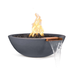 The Outdoor Plus Sedona Fire Water Bowl in GFRC concrete for outdoor patios