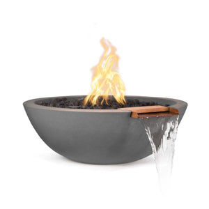 The Outdoor Plus Sedona Fire Water Bowl in GFRC concrete for outdoor patios