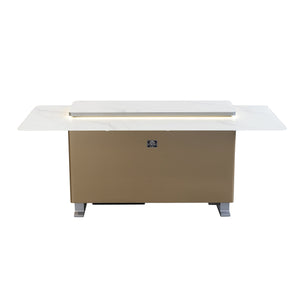 Forno Sandstone Smart Dining & Bar Table FBTFR7037-72 – White – Smart Lift Tables FBTFR7037 72WHT Front Lights On 2026 03 02