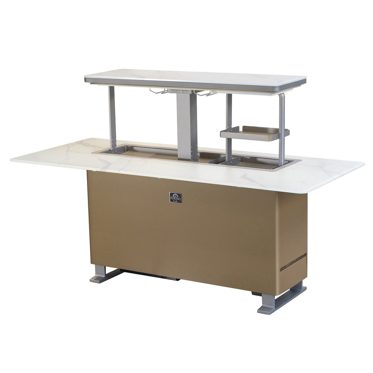 Forno Sandstone Smart Dining & Bar Table FBTFR7037-72 – White – Smart Lift Tables FBTFR7037 72WHT Right Angle Opened 2026 03 02