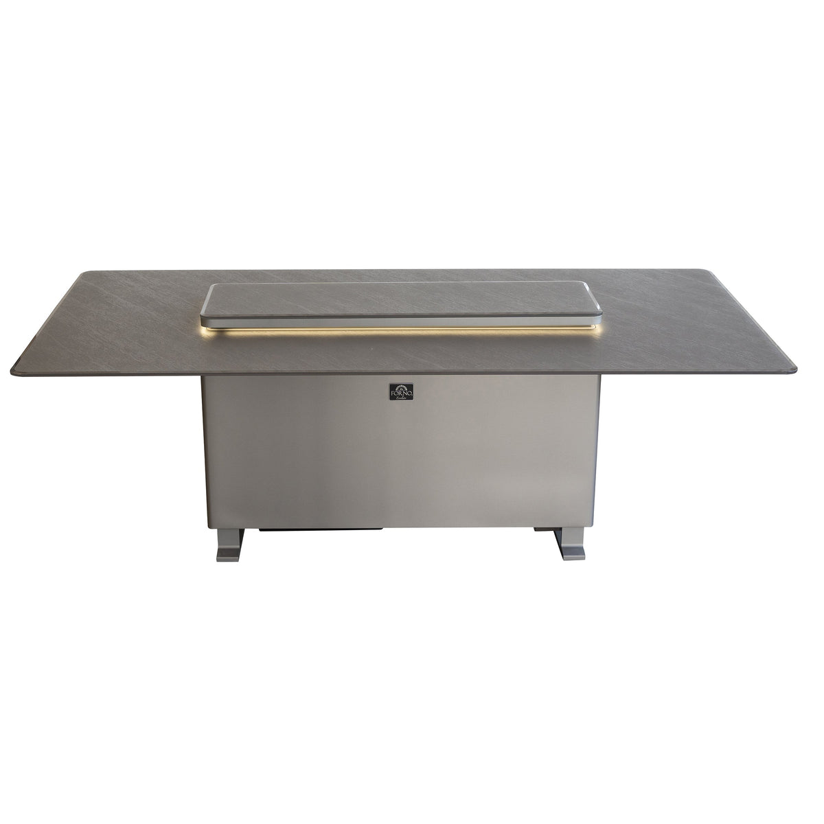Forno Sandstone Smart Dining & Bar Table FDTFR7044-86 – Black – Smart Lift Tables FDTFR7044 86BLK Front Top Lights On 2026 03 03
