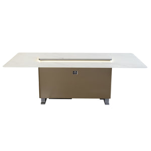 Forno Sandstone Smart Dining & Bar Table FDTFR7044-86 – White – Smart Lift Tables FDTFR7044 86WHT Front Lights On 2026 03 02