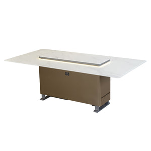 Forno Sandstone Smart Dining & Bar Table FDTFR7044-86 – White – Smart Lift Tables FDTFR7044 86WHT Right Angle Lights On 2026 03 02