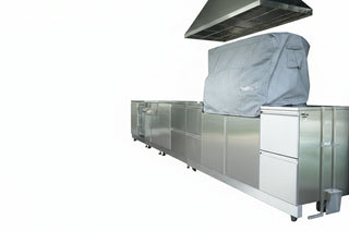 An outdoor kitchen with a grill -smokeforges