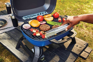 Napoleon TravelQ 240 Portable Propane Grill - Blue - Napoleon portable outdoor grill product and lifestyle image