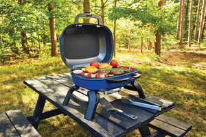 Napoleon TravelQ 240 Portable Propane Grill - Blue - Napoleon portable outdoor grill product and lifestyle image