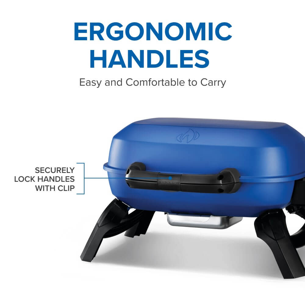 Napoleon TravelQ 240 Portable Propane Grill - Blue - Napoleon portable outdoor grill product and lifestyle image