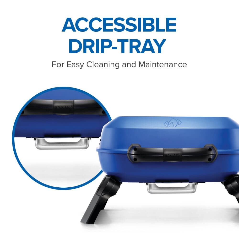 Napoleon TravelQ 240 Portable Propane Grill - Blue - Napoleon portable outdoor grill product and lifestyle image