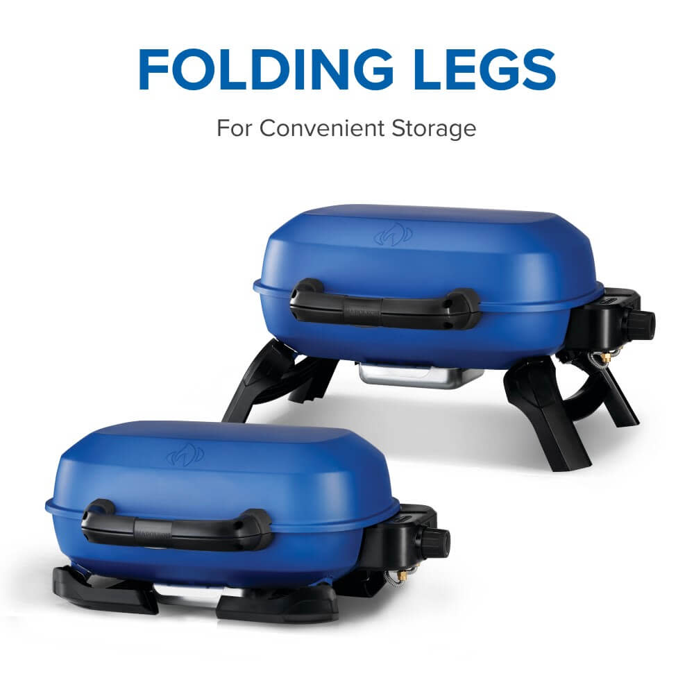 Napoleon TravelQ 240 Portable Propane Grill - Blue - Napoleon portable outdoor grill product and lifestyle image
