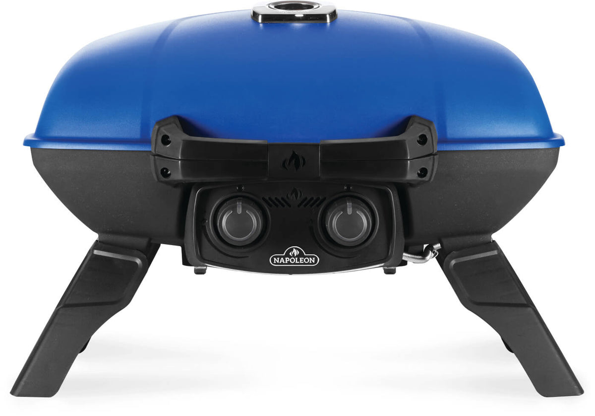 Napoleon TravelQ 285 Portable Propane Grill - Blue - Napoleon portable outdoor grill product and lifestyle image
