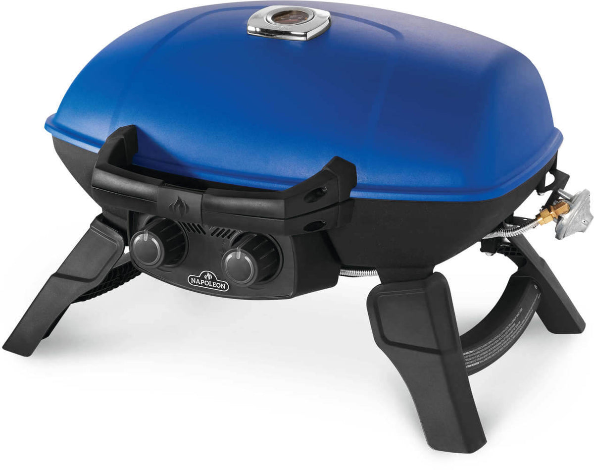 Napoleon TravelQ 285 Portable Propane Grill - Blue - Napoleon portable outdoor grill product and lifestyle image