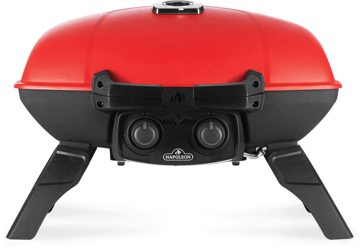 Napoleon TravelQ 285 Portable Propane Grill with Griddle - Red - Napoleon portable outdoor grill product and lifestyle image