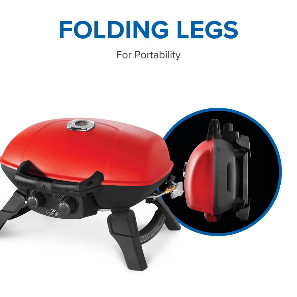 Napoleon TravelQ 285 Portable Propane Grill with Griddle - Red - Napoleon portable outdoor grill product and lifestyle image