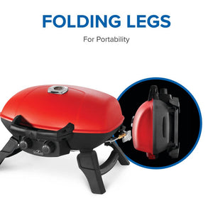 Napoleon TravelQ 285 Portable Propane Grill with Griddle - Red - Napoleon portable outdoor grill product and lifestyle image