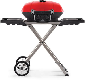 Napoleon TravelQ 285X Propane Grill with Cart & Griddle - Red - Napoleon portable outdoor grill product and lifestyle image