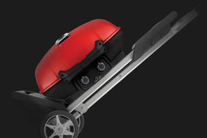 Napoleon TravelQ 285X Propane Grill with Cart & Griddle - Red - Napoleon portable outdoor grill product and lifestyle image