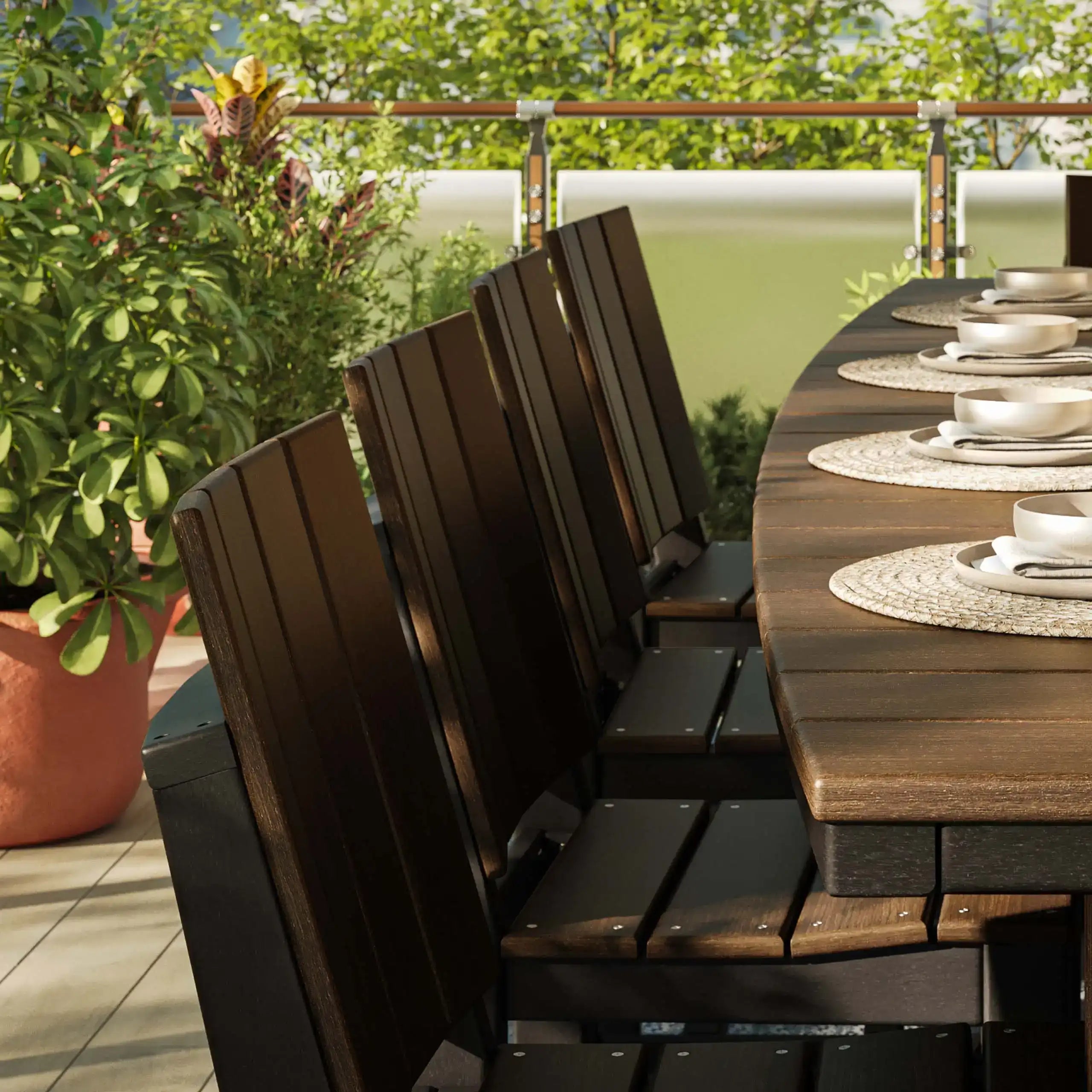 Luxcraft Dark Urban side chair beside a dining table