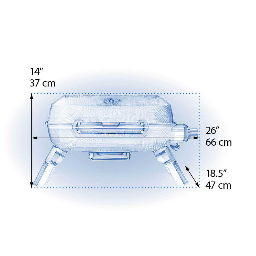 Napoleon TravelQ 240 Portable Propane Grill - Blue - Napoleon portable outdoor grill product and lifestyle image