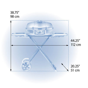 Napoleon TravelQ 285X Propane Grill with Scissor Cart - Blue - Napoleon portable outdoor grill product and lifestyle image