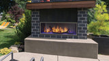 Majestic Lanai 48 outdoor linear gas fireplace in a backyard patio