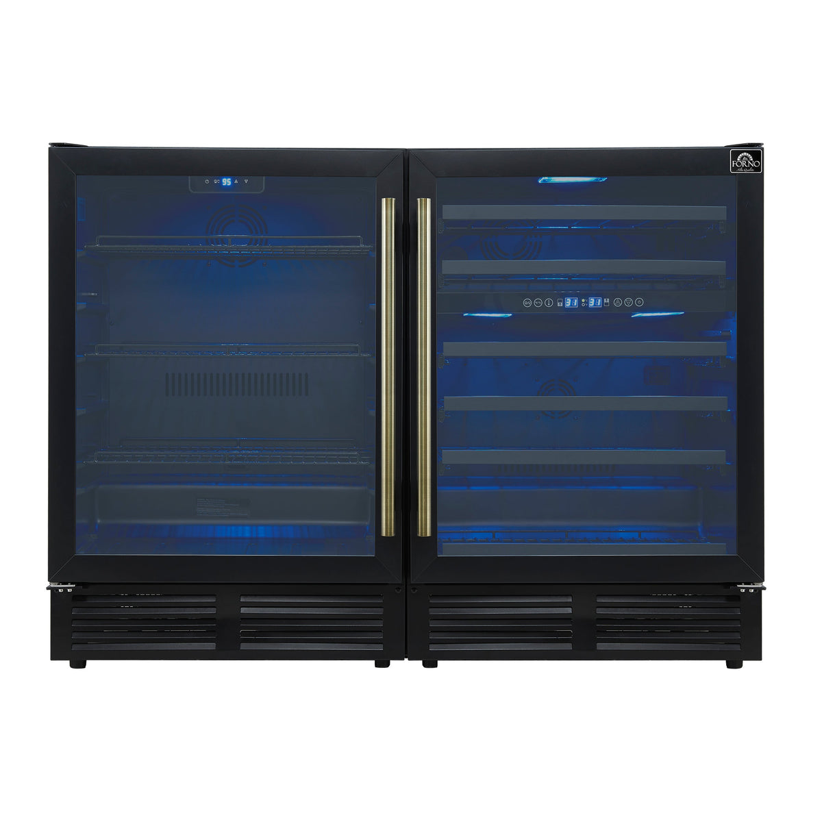 Forno Gemello 48-Inch Wine & Beverage Cooler FWCDR6699-48 – Black – Wine Brevage Cooler FWCDR6699 48BLK Front 2025 09 19