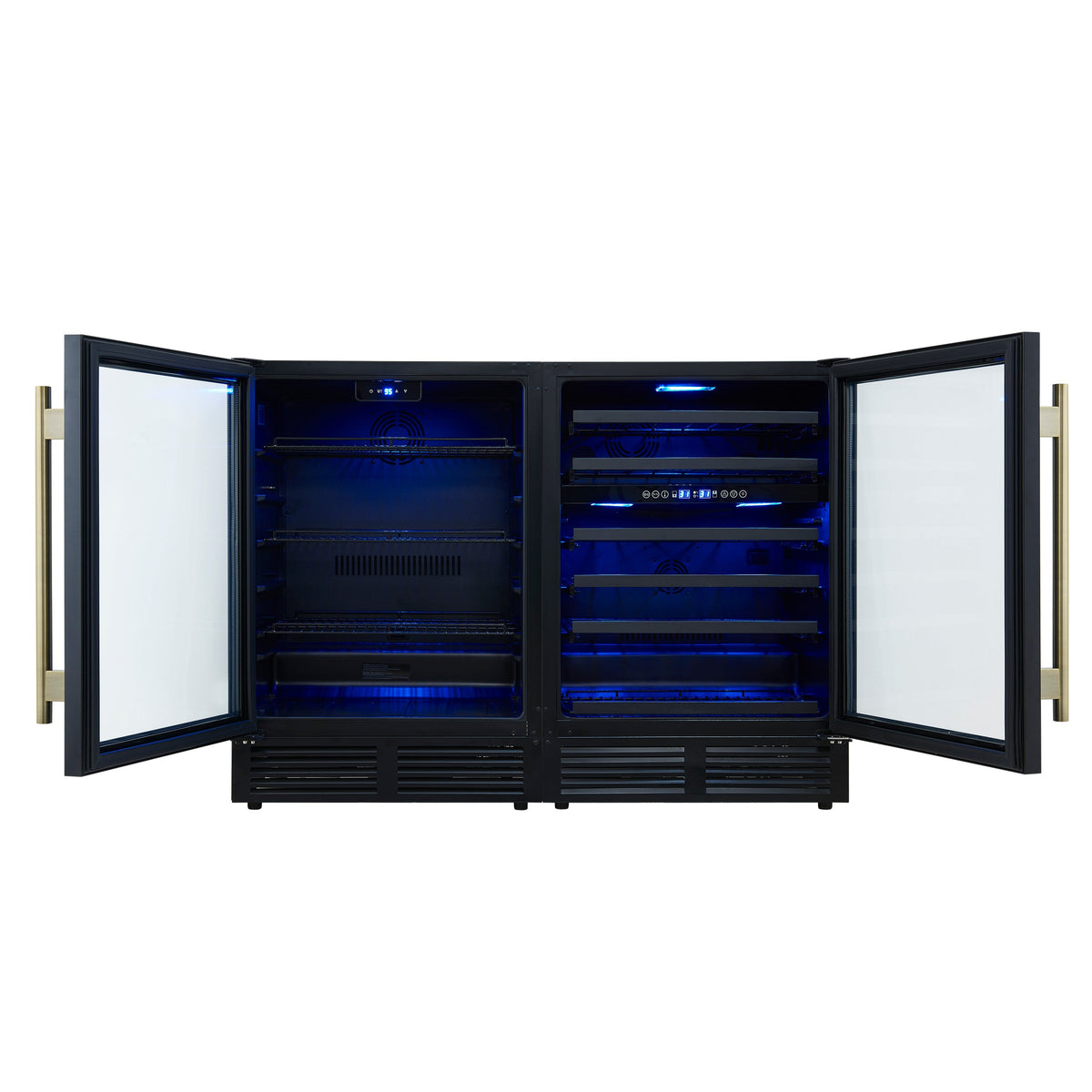 Forno Gemello 48-Inch Wine & Beverage Cooler FWCDR6699-48 – Black – Wine Brevage Cooler FWCDR6699 48BLK Front opened 2025 09 19
