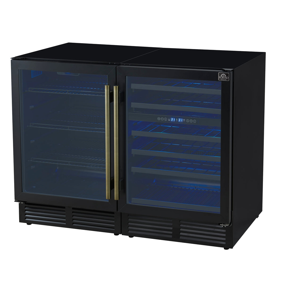 Forno Gemello 48-Inch Wine & Beverage Cooler FWCDR6699-48 – Black – Wine Brevage Cooler FWCDR6699 48BLK Right Angle 2025 09 19