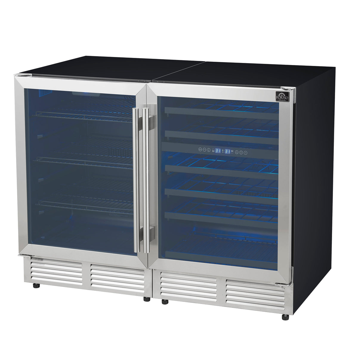 Forno Gemello 48-Inch Wine & Beverage Cooler FWCDR6699-48 – Stainless Steel – Wine Brevage Cooler FWCDR6699 48S Right Angle 2025 09 19