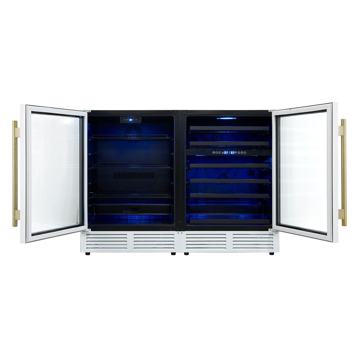 Forno Gemello 48-Inch Wine & Beverage Cooler FWCDR6699-48 – White – Wine Brevage Cooler FWCDR6699 48WHT Front Opened 2025 09 19