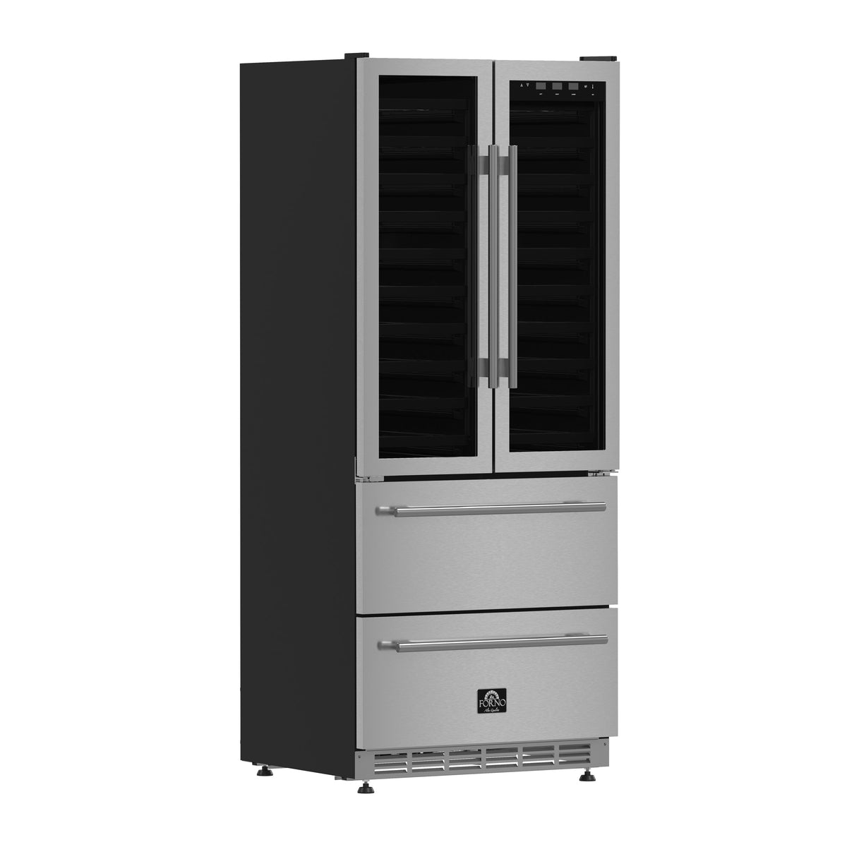 Forno Campania 32-Inch Wine & Beverage Cooler FWCDR6635-32 – Stainless Steel – Wine 20Cooler FWCDR6635 32S 2024 11 Angle