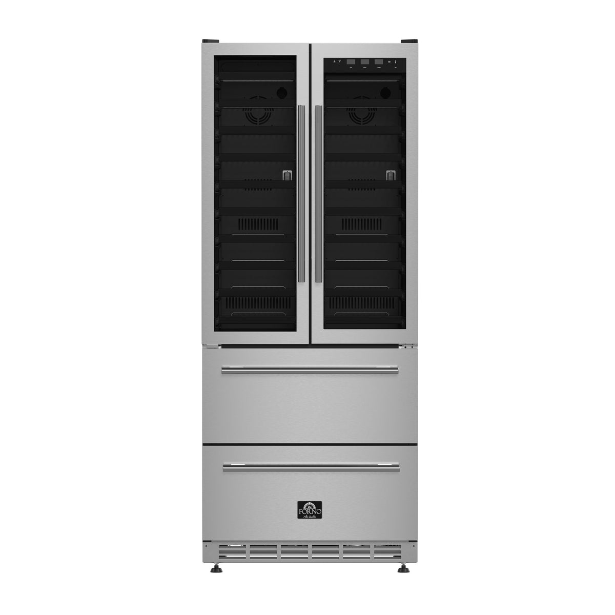 Forno Campania 32-Inch Wine & Beverage Cooler FWCDR6635-32 – Stainless Steel – Wine 20Cooler FWCDR6635 32S 2024 11 Front