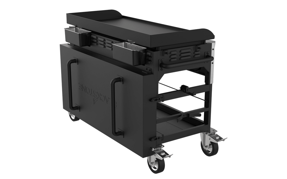 Blackstone 48-Inch Catering Griddle — rear view of cart and cover