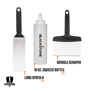 Blackstone Griddle Essentials Toolkit – 5 Piece — spatula, scraper and bottle details