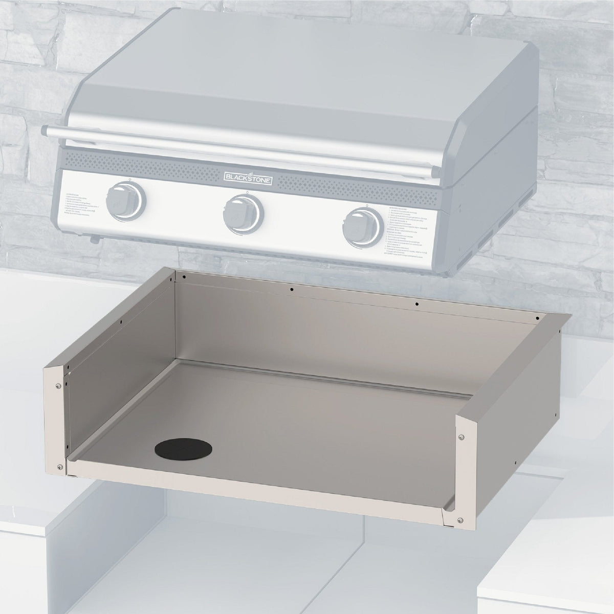 Blackstone 28-Inch XL Drop-In Griddle Insulating Jacket and Trim Kit — exploded installation view with griddle sold separately