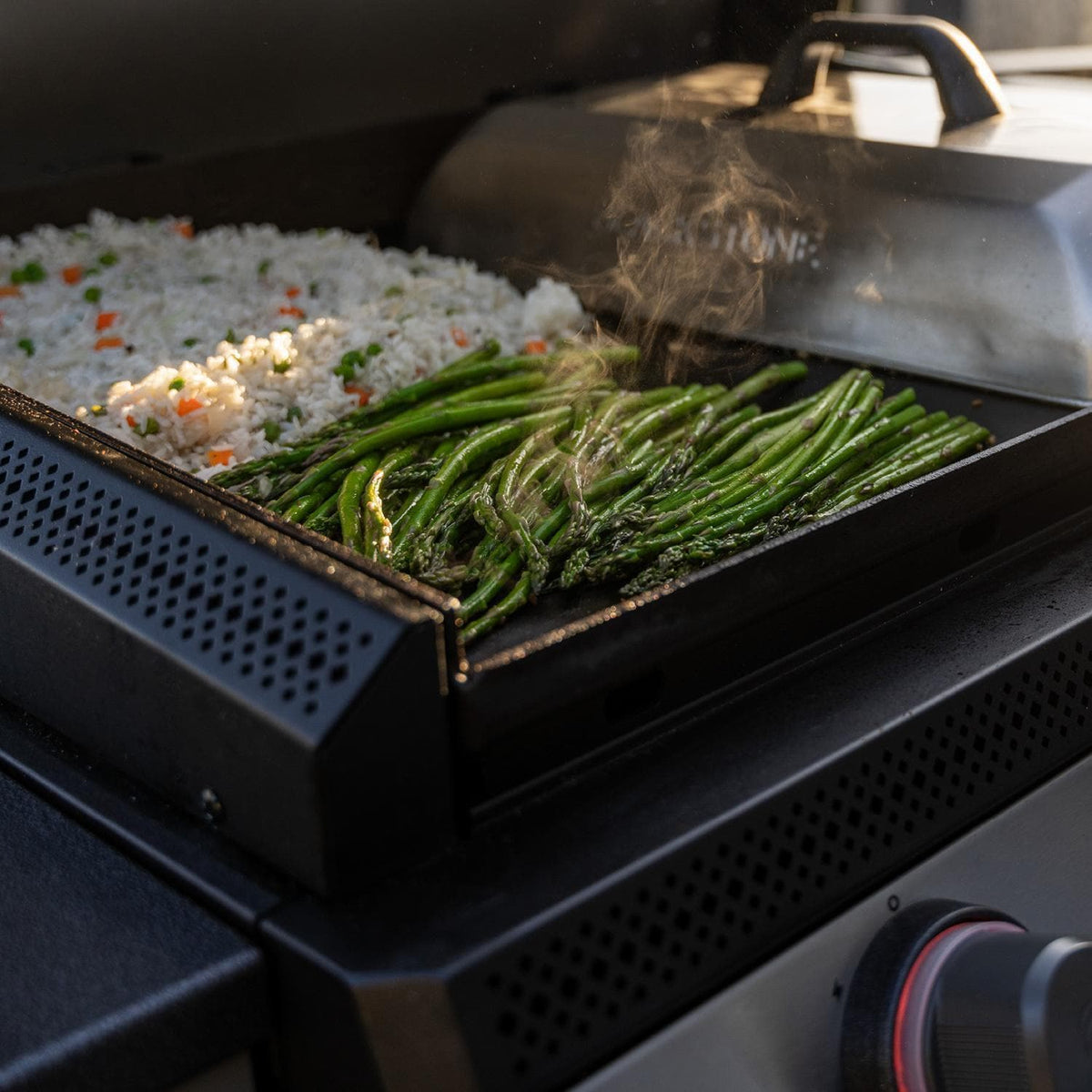 Blackstone 28-Inch XL Built-In Griddle — vegetables on the cooking surface