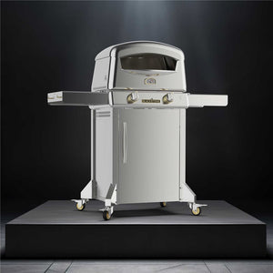 Blackstone Select Pizza Oven with Mobile Cart — side view of oven and cart