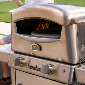 Blackstone Select Pizza Oven with Mobile Cart — oven opening and controls