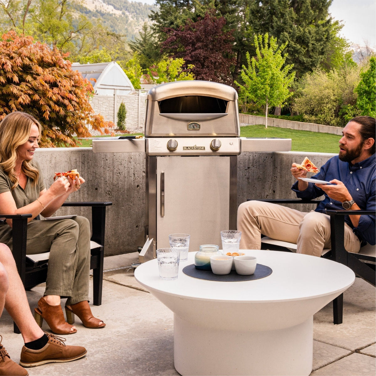 Blackstone Select Pizza Oven with Mobile Cart — outdoor entertaining beside the oven