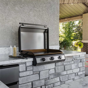 Blackstone 30-Inch Electric Drop-In Griddle — wider view of the outdoor cooking station