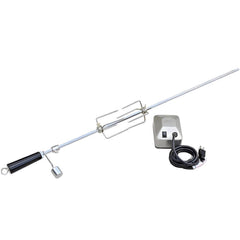 Kokomo rotisserie kit with stainless steel spit rod, forks, counterbalance and electric motor