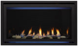 Majestic Jade 32-inch linear gas fireplace with optional front, stones and reflective interior