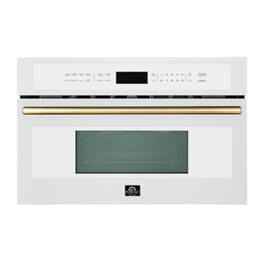 Forno Kitchen Appliance Package FBDL-025-02CAUS – Stainless Steel – microwaves FMWDR3093 30WHT V1 front Brass Handle