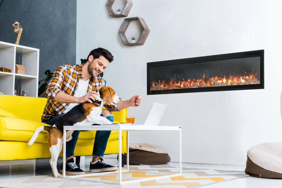 Napoleon Entice 60 electric fireplace in a home office
