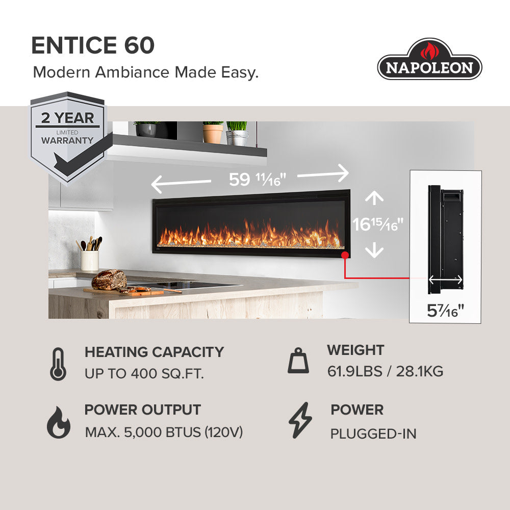 Napoleon Entice 60 60-inch feature overview